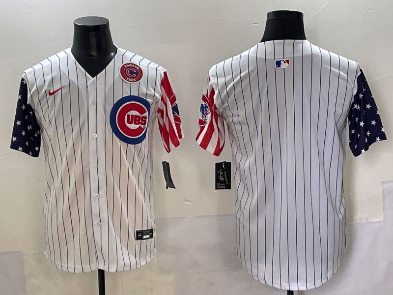 Men 2025 Chicago Cubs Blank White Stripe a generation of national flags Joint Name Nike MLB Jersey style 2